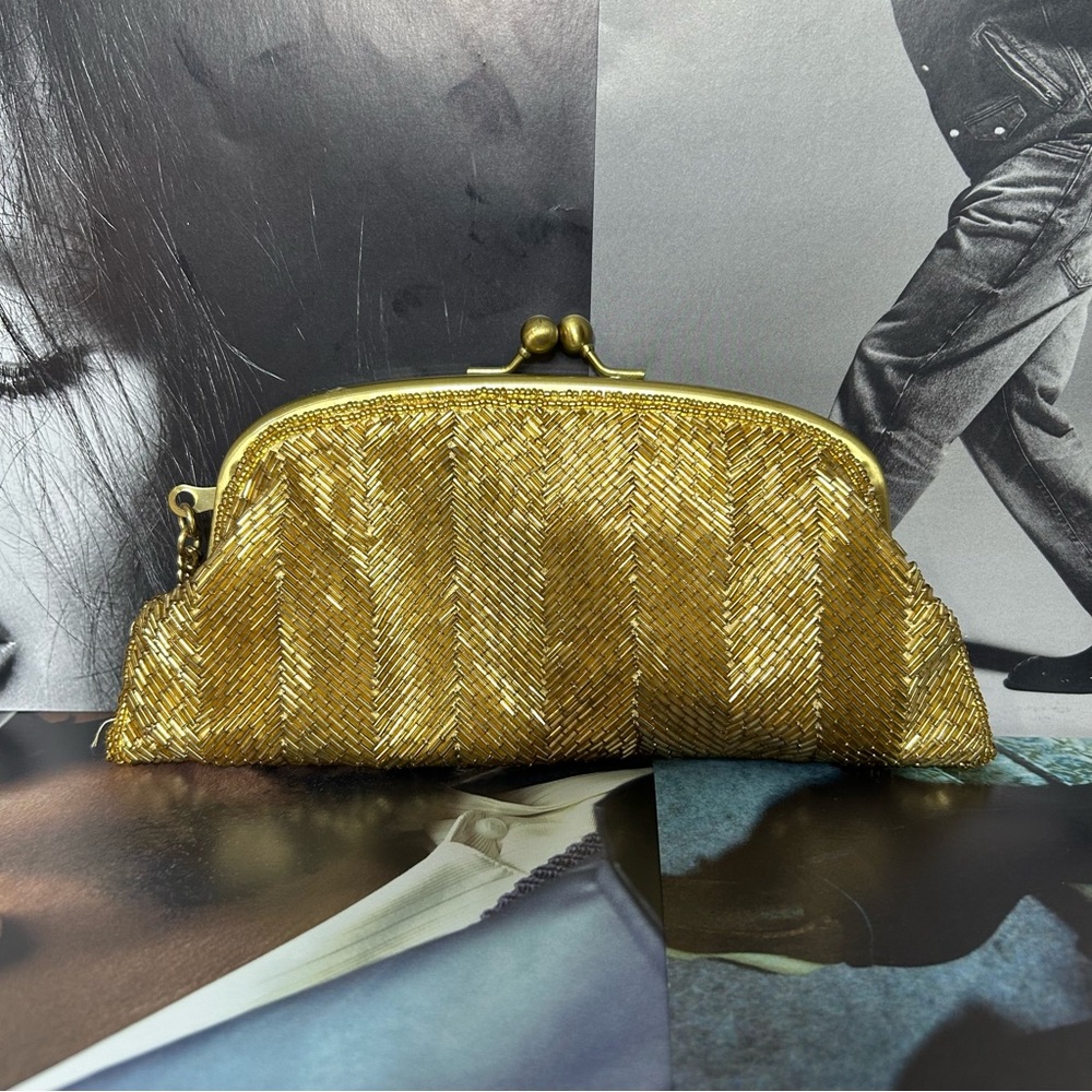 Vintage The Limited Gold Beaded Clutch